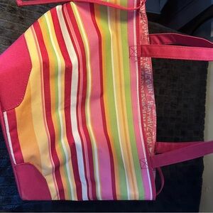 Striped Pink and Yellow Tote Bag